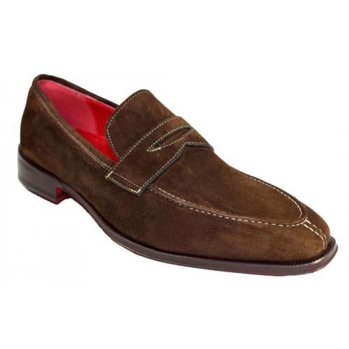 Emilio Franco "Oliviero" Brown Genuine Suede Loafer Shoes.